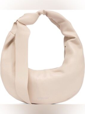 Newbelle Cream Knot-Handle Hobo Bag